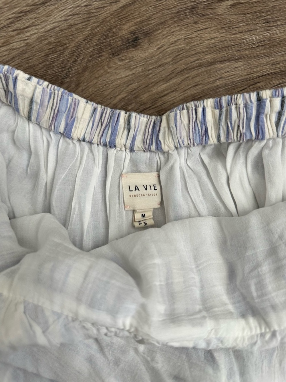 La Vie Rebecca Taylor Blue & White Striped Midi Dress | V-Neck Flowy Sundress - Picture 12 of 16